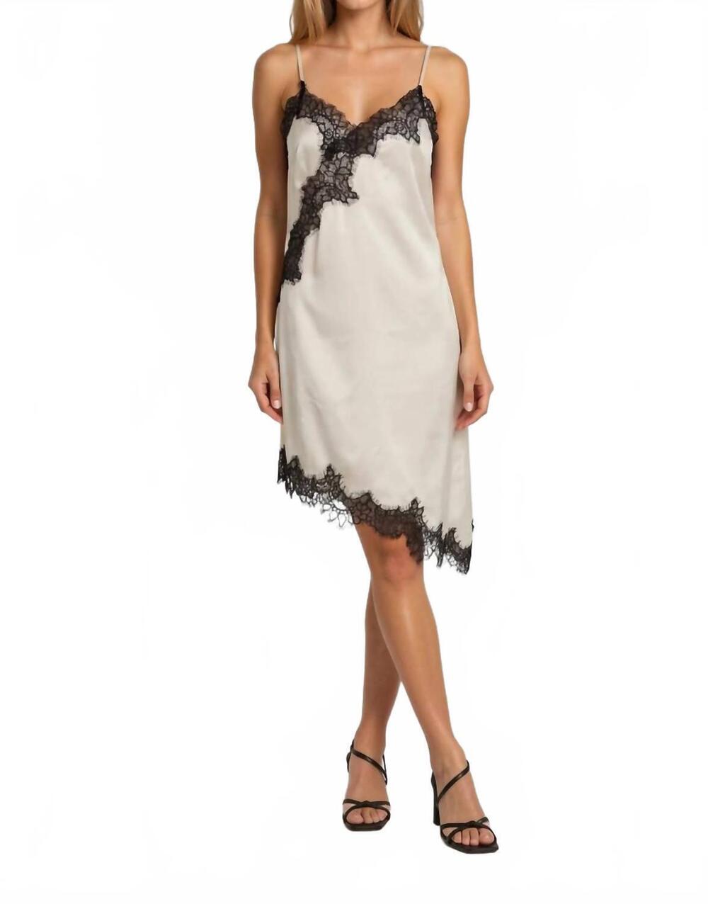 NEW ELLISON lace trim detail camisole dress in cream/black